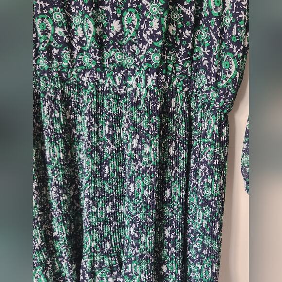 Michael Kors Green Navy Blue Paisley Georgette Dress medium - Picture 2 of 9